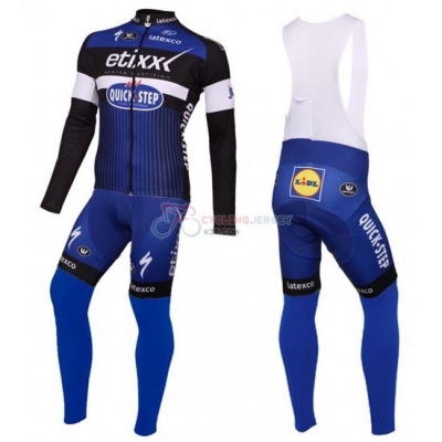 Quick Step Cycling Jersey Kit Long Sleeve 2016 Blue And Black